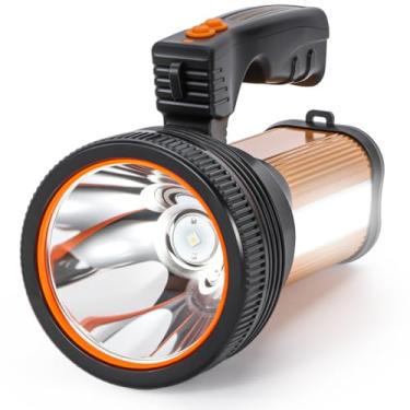 Imagem de Lanterna tática de LED portátil recarregável com luz lateral, 5 modos de iluminação, lanterna holofote à prova d'água com alça, função de banco de energia, super brilhante para ambientes externos