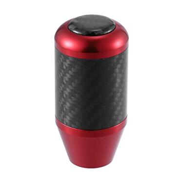 Imagem de X AUTOHAUX Manete de câmbio manual universal automático alavanca de câmbio alavanca de transmissão alavanca de câmbio padrão de fibra de carbono vermelho