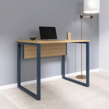 Imagem de Mesa para Escritório Industrial 90cm P25 Samba/Azul Delrei