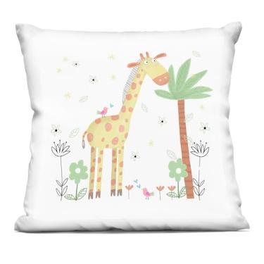 Imagem de Stupell Industries Travesseiro floral com ilustração de girafa para bebês, 45 x 18 x 45 cm, amarelo