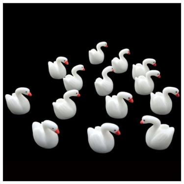 Imagem de XGNG 60 peças de enfeites de cisne de resina, peças decorativas de cisne realistas em miniatura, para jardim, paisagens, casas de brinquedo, aquários, decorações de plantas suculentas e projetos de