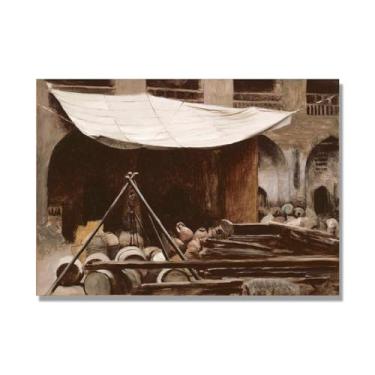 Imagem de NHLDZYH Pinturas a óleo famosas, (mercado ao ar livre) por Jean Leon Gerome, reprodução impressa em tela, arte de cenário para decoração de sala de estar. Apenas tela de 80 x 112 cm - 31,4 x 44,1 pol