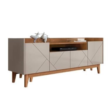 Imagem de Rack Adria 180cm Sala TV até 65 Polegadas Pés Madeira Maciça