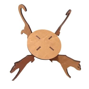 Imagem de Stgfyxgs Suporte de exibição de plantas com silhueta de gato para uso interno/externo, suporte de canto de madeira para pátio, sala de jantar externa, Marrom