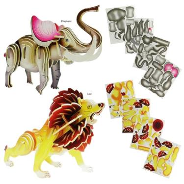 Imagem de GreaterGood Kit de construção de madeira safári africano – construa modelos de madeira 3D de animais de safári majestosos, sem necessidade de cola (leão)