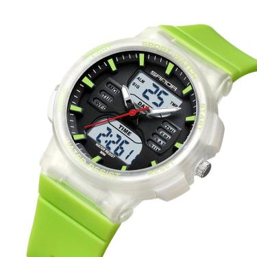 Imagem de Relógio desportivo unissex com ecrã duplo, cronómetro e luz noturna LED