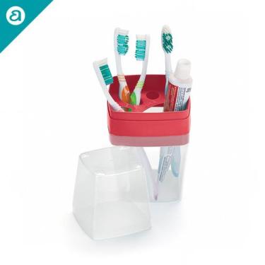 Imagem de Porta Escovas de Dente e Pasta com Tampa Plástico Para 5 Escovas Organ