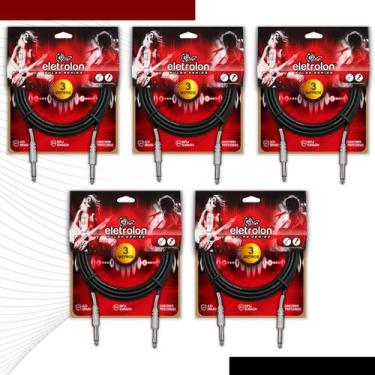 Imagem de Kit 5 Cabo P10 Mono P10 Mono Para Violão Guitarra Baixo 3m Metros - Pu