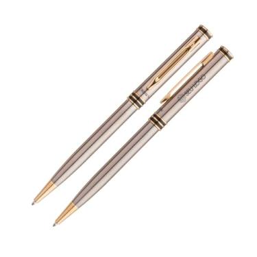 Imagem de Caneta Crown Personalizada Esferográfica Veneto Gravação Nome Logo Oferta Original (Prata)