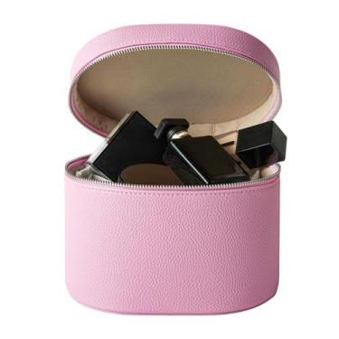 Imagem de Bolsa de maquiagem Vanity Case Lestikave impermeável de couro PU rosa