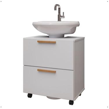 Imagem de Gabinete De Banheiro Prime Armário Para Pia De Coluna Branco