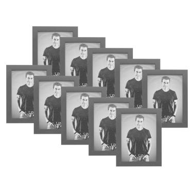 Imagem de Combo De 10 Porta Retratos 10X15 Mesa Parede Madeira Preta