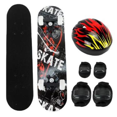 Imagem de Kit Skate Infantil Montado Skateboard Iniciante Completo Capacete Cria