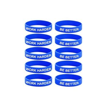 Imagem de LIU JUN Work Harder Be Better Pulseira inspiradora para mulheres, pulseiras motivacionais coloridas de silicone elástico, pulseiras motivacionais, empilháveis, personalizadas, joias de cura para