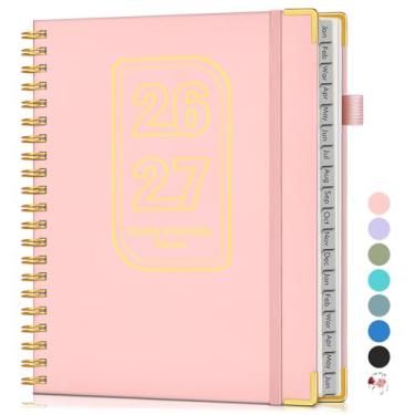 Imagem de Agenda semanal e mensal de 18 meses 2026-2027, janeiro de 2026 a junho de 2027, agenda diária A4 de 21,6 cm x 28 cm, agenda semanal e mensal com aba, agenda agenda em espiral para trabalho, escola