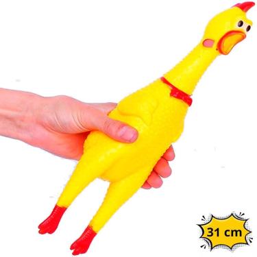 Imagem de Frango Galinha Brinquedo Com Som Grande Pet Borracha Mordedor C/ Apito Sonoro 31cm - Cachorro Medio Grande Pitbull