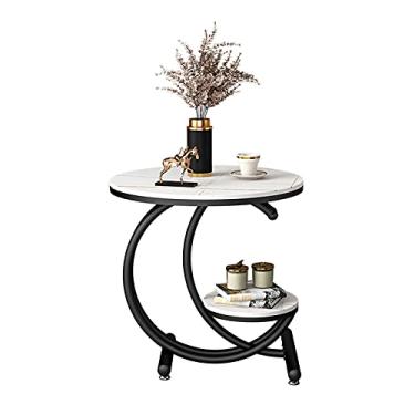 Imagem de Mesa de centro de design simples, mesa de centro de dois lados, mesa lateral de mármore, mesa lateral de chá, sofá de cabeceira, usada para quarto, sala de estar, mesa lateral de canto, mesa lateral