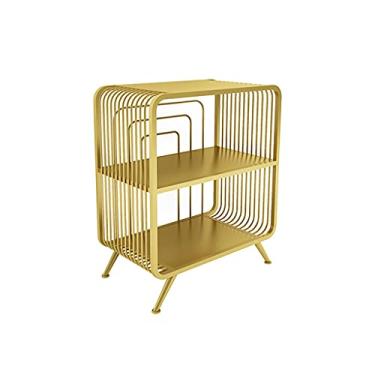Imagem de Suporte de impressão, suporte de impressora de ferro forjado, prateleira de arquivos, estante de livros, escritório, casa, cozinha, quarto, mesa de cabeceira (dourada) mesa de impressora (tamanho: C)