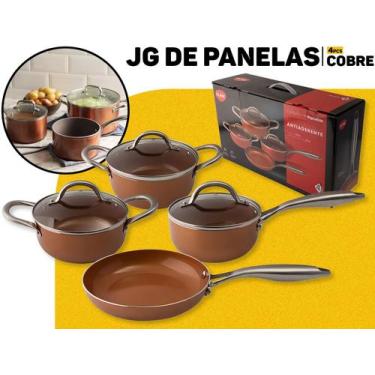 Imagem de Conjunto Jogo De Panela 4 Peças Antiaderente Tampa De Vidro P/ Cozinha