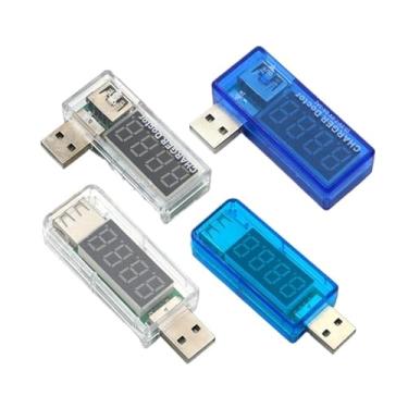Imagem de Medidor de tensão de corrente de carregamento digital USB móvel, mini carregador USB, voltímetro, amperímetro, giro transparente (branco reto)