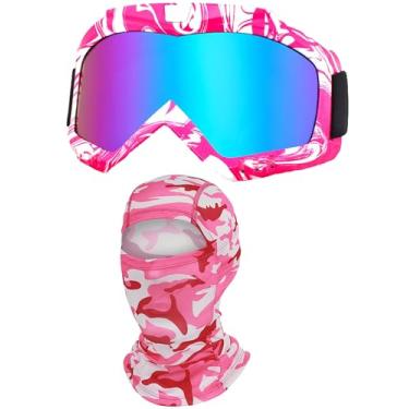 Imagem de immoono Óculos de motocross com balaclava, ATV Dirt Bike Motocicleta UTV MX OTG Offroad óculos de equitação anti UV neblina à prova de poeira óculos de esqui para corrida para mulheres meninas