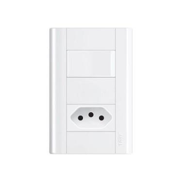 Imagem de Interruptor Simples e Tomada 2P+T 10A Fame Modulare com Placa 4x2, Bra