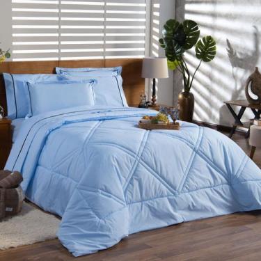 Imagem de Kit Edredom Cobertor QUEEN 03 Peças Milano Liso Dupla Face Percal Algo