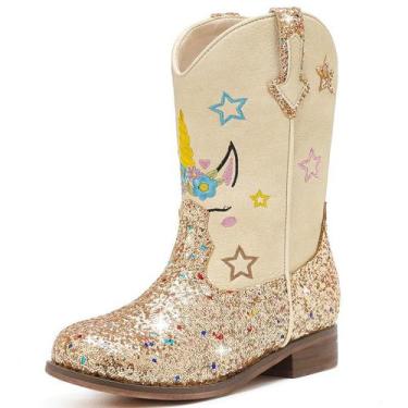 Imagem de Botas de cowgirl Motasha Unicorn Girls Glitter Cowboy Gold 13