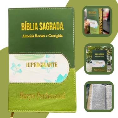 Imagem de Bíblia Híper Gigante Harpa Tricólor Florida Feminina 22x14cm - Bíbliar