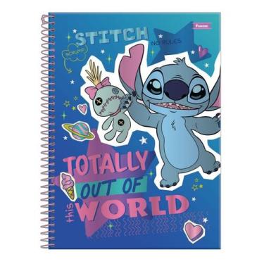 Imagem de Caderno Stitch Universitário Escolar 1 Matéria 80 Folhas, Azul-escuro