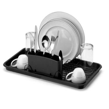 Imagem de Escorredor de Louças Sempre Seco Com Bandeja Black- Arthi, Preto