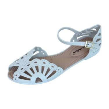 Imagem de Sandália Feminina Adulto CORTE LASER 50028 - Miss Miss, Branco, 37