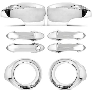 Imagem de Kit Aplique Cromado Maçaneta Retrovisor Com Pìsca Moldura Milha Ford Ecosport 2013 à 2016