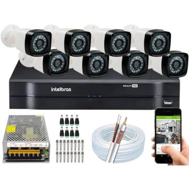 Imagem de Kit Cftv 8 Cameras Segurana  Hd Dvr Intelbras 8ch S/ HD