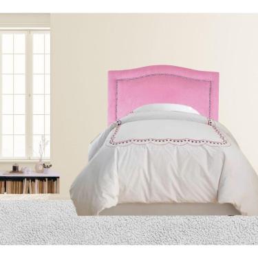 Imagem de Cabeceira Cama Box Solteiro Línea Tachas Em Veludo Rosê