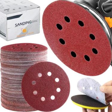 Imagem de 90 X Lixas Disco Grão 5 Polegadas 125mm 8 Furos Lixadeira Politriz KaQ