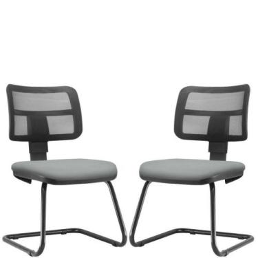 Imagem de Kit 2 Cadeiras De Escritório Recepção material sintético Cinza - LYAM 