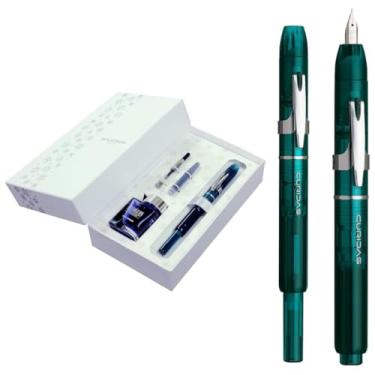 Imagem de PLATINUM Curidas PKN7000W-43M - Caneta estilográfica (tamanho M, retrátil/verde/feito à mão/com caixa de presente/caneta esferográfica/embalagem de Natal)