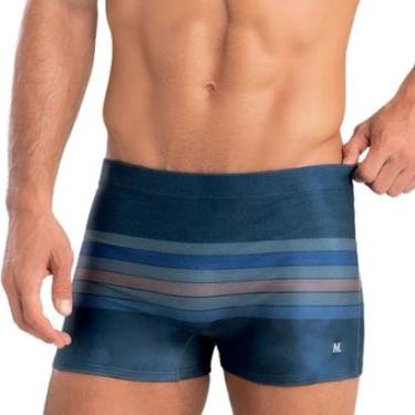 Imagem de Sunga Mash Boxer Plus Size Forrada com Cordão de Regulagem Moda Praia Masculina Adulto Listrada-Masculino