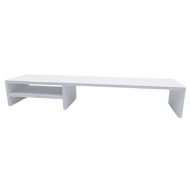 Imagem de Suporte de mesa em MDF Para Monitor Gamer Home Office 90cm preto branco mdf qualidade preto e branco(Branco)