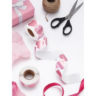 Imagem de 1000 adesivos autoadesivos, adesivos de rolo de coração rosa pérola, decalque estético à prova d'água para cartões caixas de presente, sacos de brindes, selos de envelopes, 2,5 x 2,5 cm