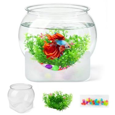 Imagem de Aquários de plástico para peixes beta e aquários de peixes, mini aquário hidropônico de mesa resistente a arranhões e quebras (0,92 galões/3,5 L)