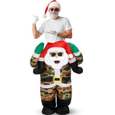 Imagem de VioraWhite Fantasia inflável de Natal de soldado de Papai Noel para adultos, fantasia engraçada inflável, para homens e mulheres