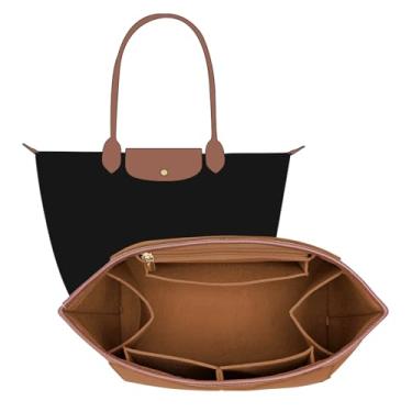 Imagem de DOIAPUOS Bolsa organizadora de feltro para bolsa Longchamp Le Pliage L (marrom, pequena)