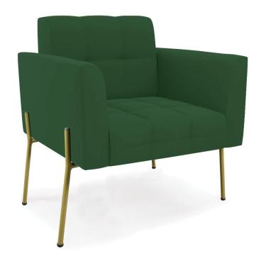 Imagem de Poltrona Pé De Ferro Dourado Para Sala Elisa Veludo Verde D03 - D'rossi