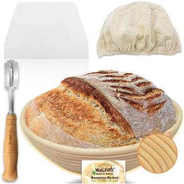 Imagem de Conjunto De Cesta De Pão WALFOS Banneton 10 Espaços, Cesta Artesanal Vime Natural Estilo Francês