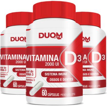 Imagem de COMBO 3 VITAMINA D3 2000UI 60 CAPS CADA TOTAL 180 CAPS DUOM