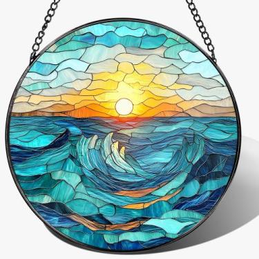 Imagem de Janela de vitral pendurada em Pauyadu 20cm Beach Suncatcher
