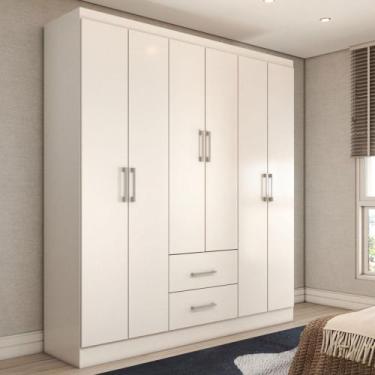 Imagem de Guarda-Roupa Solteiro Bali 6 Portas 2 Gavetas Branco - Panorama Móveis
