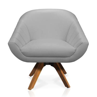 Imagem de Poltrona Giratória Giovana Corino Cinza Base Madeira Mm30